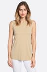 Minimalist beige tank top in shimmering jersey