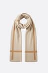 Sciarpa in cashmere beige con bande a contrasto marroni