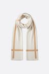 White cashmere scarf with contrasting brown stripes