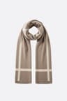 Brown cashmere scarf with contrasting beige stripes