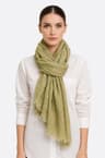 Olive green scarf in natural fabric – Modal, wool and cashmere