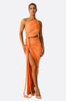 Paréo drapé asymétrique orange