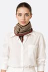 Brown scarf enhanced with red stripes