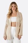 Beige Bohème-Weste aus durchbrochener Häkelstrickware