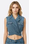 Gilet bustier bleu en denim structuré