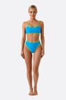 Maillot de bain bikini taille haute bleu à détails vert fluo femme