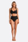 Schwarzer Bikini mit hoher Taille und formendem Effekt