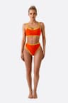 Orange hoch tailliertes Bikini-Badeanzug mit gelben Details 
