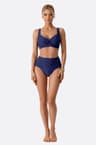 Maillot de bain deux pièces bleu marine torsadé femme