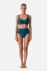 Twisted petrol blue two-piece swimsuit 