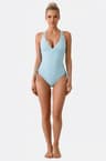 Costume da bagno intero azzurro con lacci regolabili 