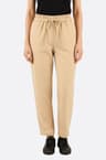 Pantalon beige décontracté à taille élastique