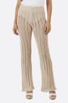 Natural beige crochet mesh pants