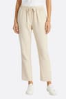 Beige Leinenhose mit elastischem Bund
