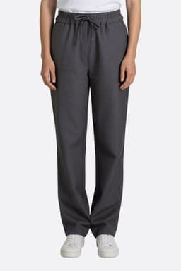 Pantalone grigio elegante con vita elastica, perfetto per un look casual chic di tutti i giorni.