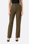Weite khakigrüne Hose mit hoher Taille