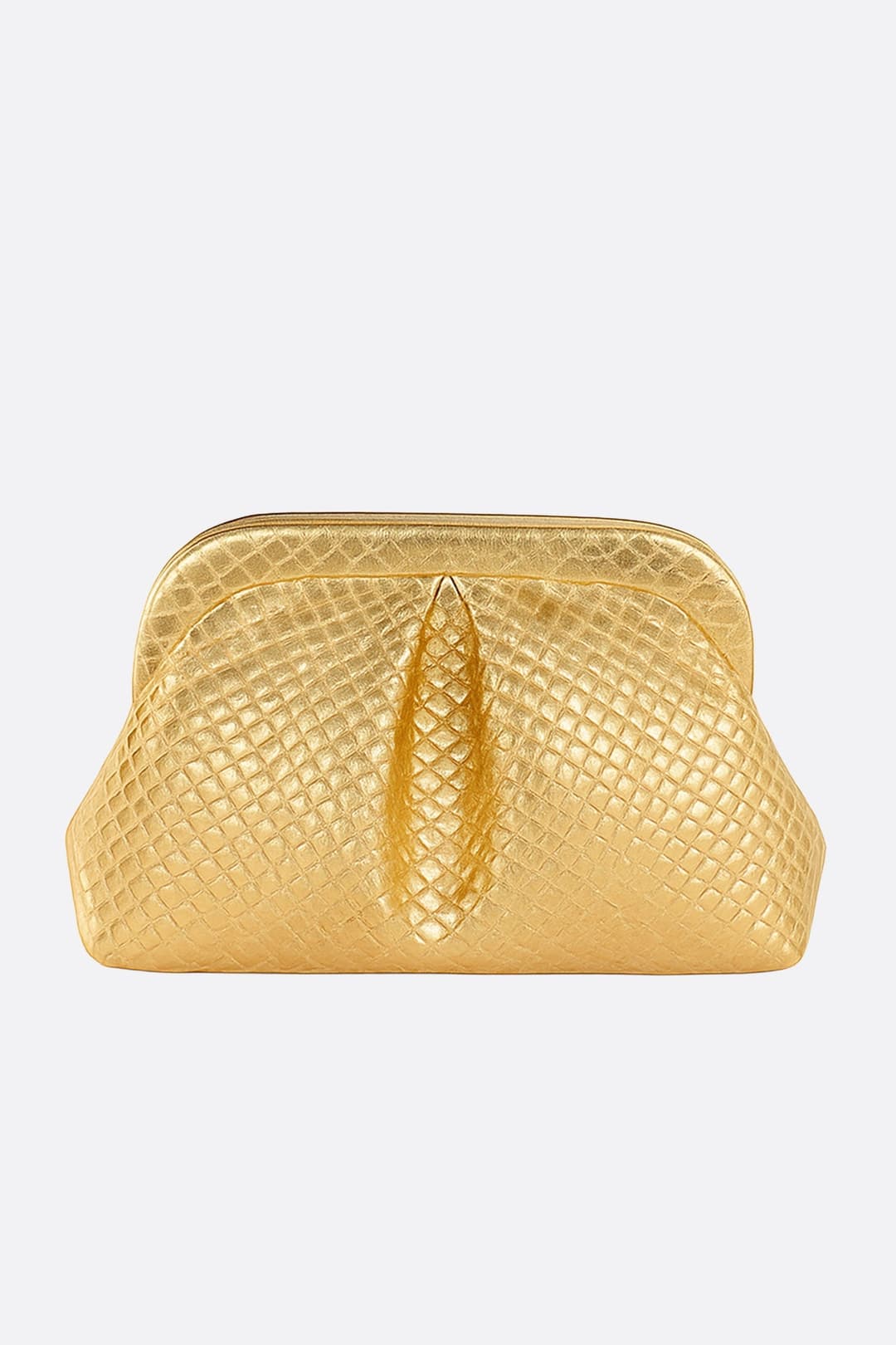 Pochette dorée à effet tressé, accessoire chic pour soirées élégantes et événements habillés, en matière PU haut de gamme.