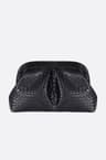 Elegant black evening clutch with woven texture 