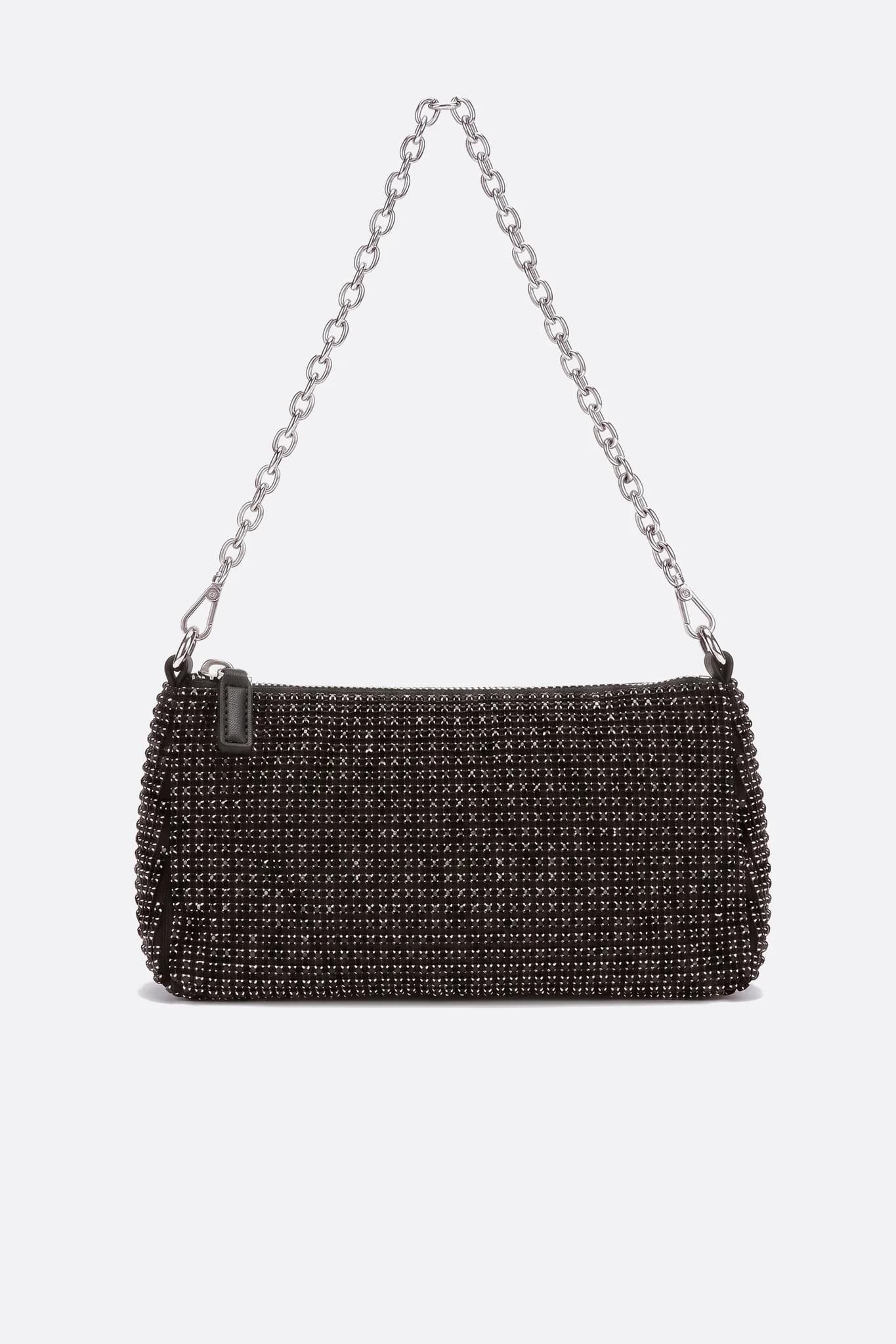 Borsa con cristalli neri, vista di profilo