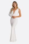 Robe longue bianca con scollo a V profondo e cordini
