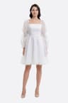 Short white Lauren dress with puff sleeves