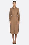 Robe longue beige à boutons coupe fluide