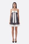 Robe courte bustier grise à nœud blanc