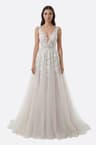 Abito da sposa principessa in tulle nudo e pizzo floreale