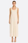 Robe longue fluide blanche à encolure douce