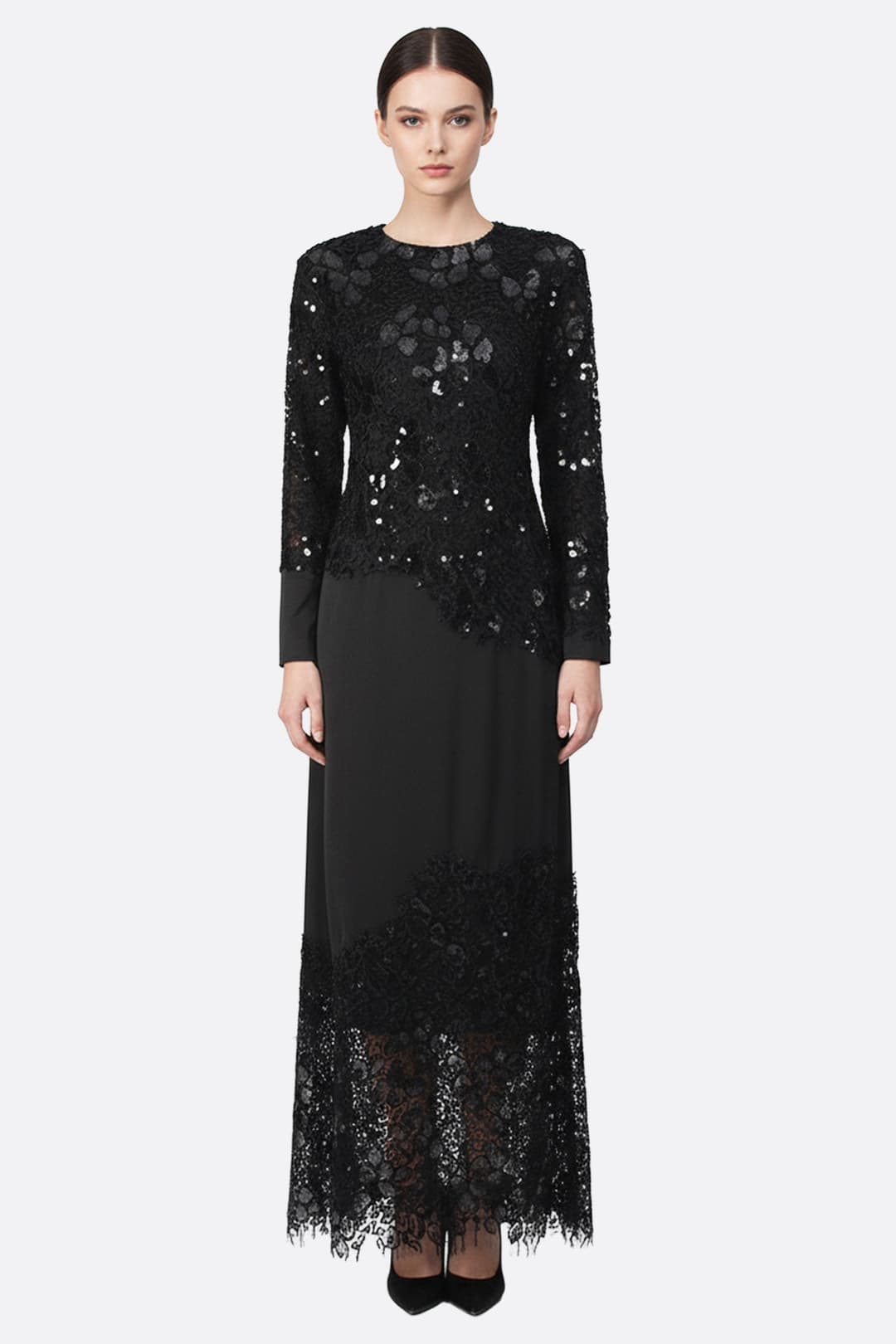 Robe longue dentelle & sequins | Misciano Paris