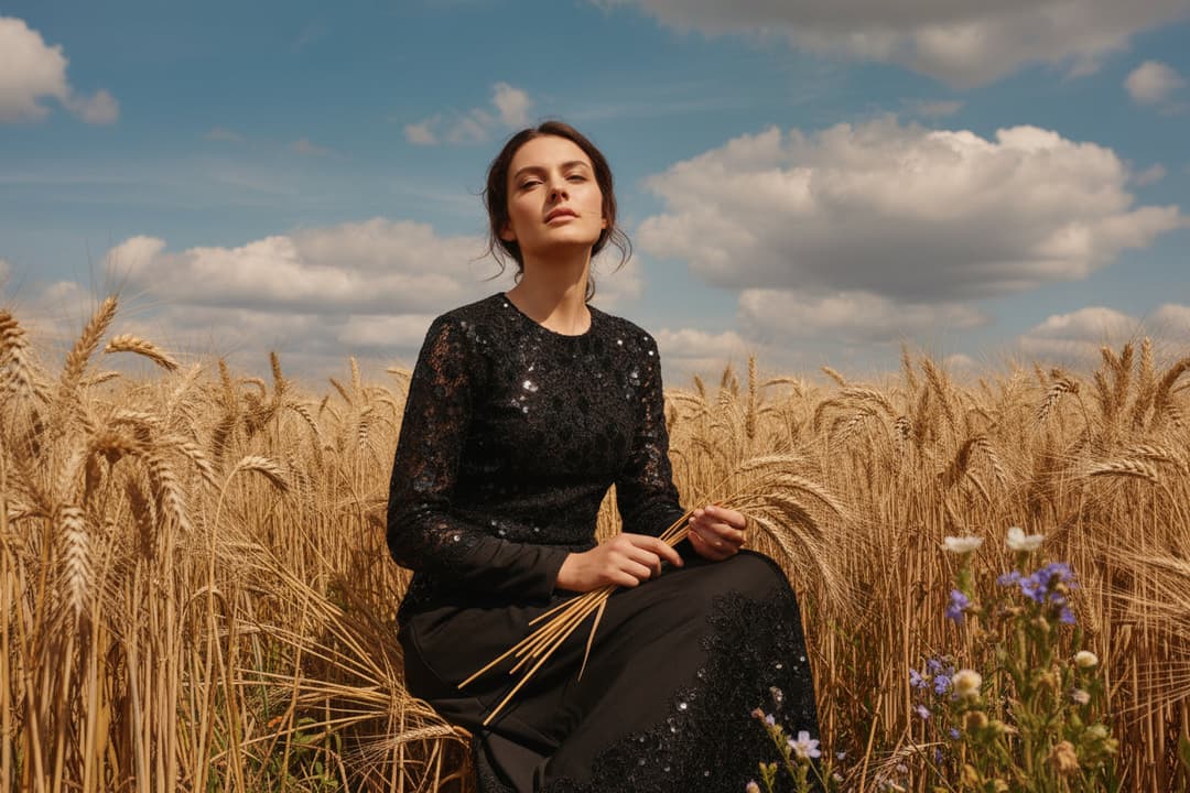 Robe noire Misciano pour mariage d’automne