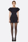 Robe courte noire à manches papillon