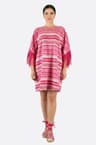 Jacquardstrick-Tunika in Rosa