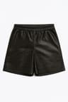 Short in similpelle nera con vita elastica