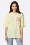 Pastel yellow oversized T-shirt printed Capri Espresso Club