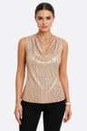 Top beige sans manches à sequins