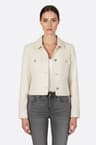 Veste courte en tweed blanc à sequins