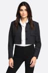 Short black tweed jacket with satin lining