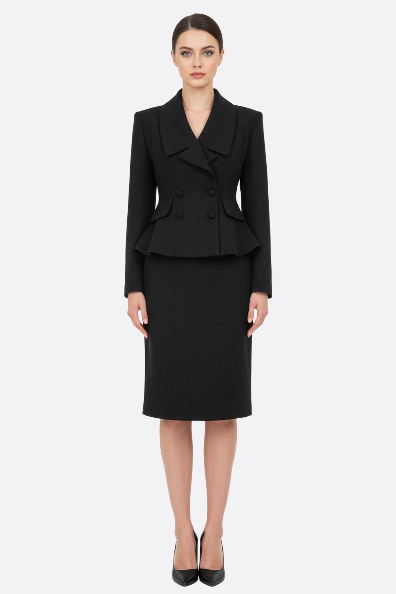 black dress and jacket suit Women's Fitted Skirt Set this dress suit set school dresses Happy 5th birthday baby, SIZE:2