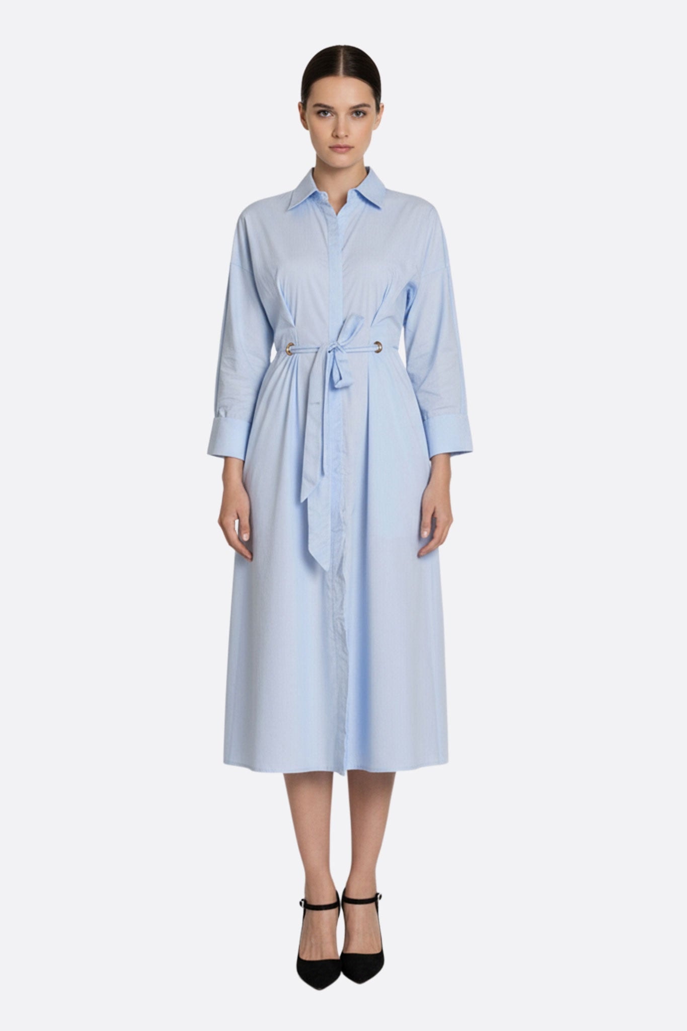 Long blue shirt dress with a fluid cut – Misciano