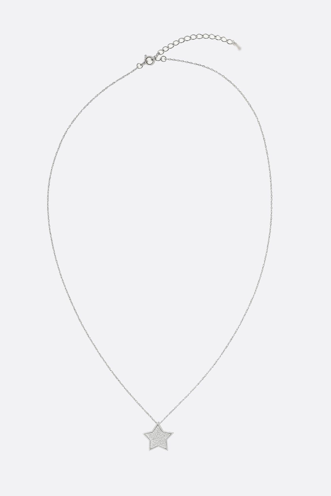 Different perspective on the 925 silver necklace, highlighting the star pendant in micropaved crystals for a...
