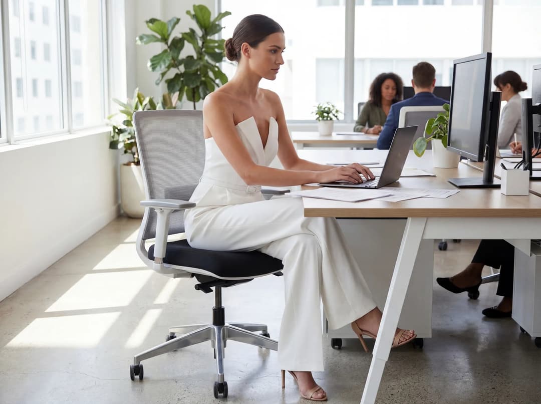 Combinaison femme blanche bustier, look élégant au bureau, vision Misciano de l'élégance et confort intemporel.