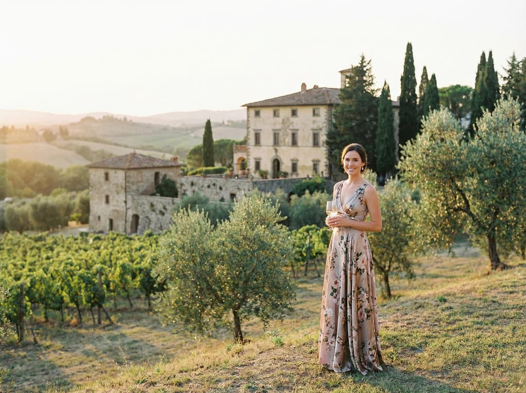 Robe d'invitée Misciano en tissu léger pour mariage champêtre et élégant