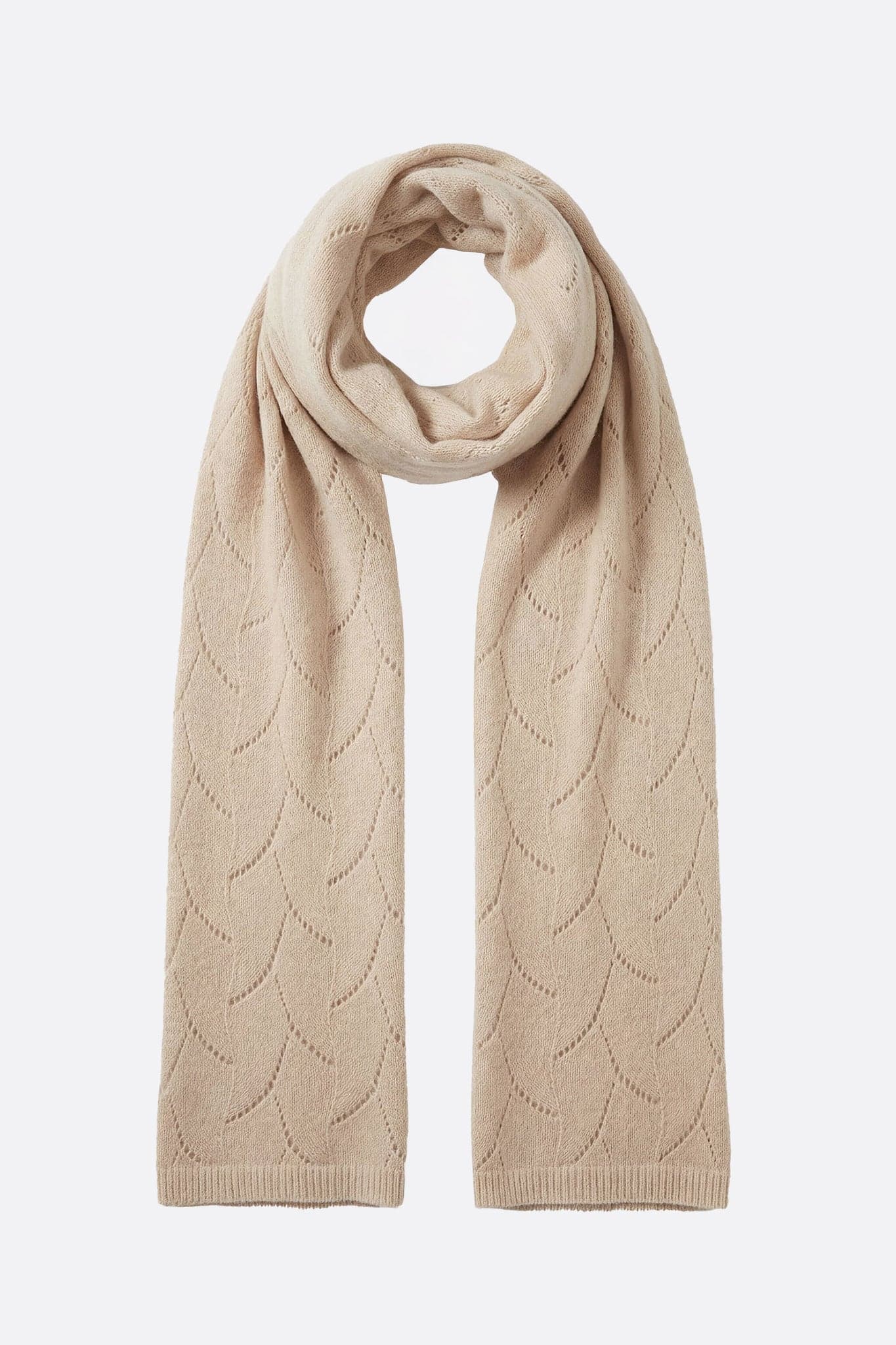 Écharpe cachemire beige à maille ajourée - Misciano