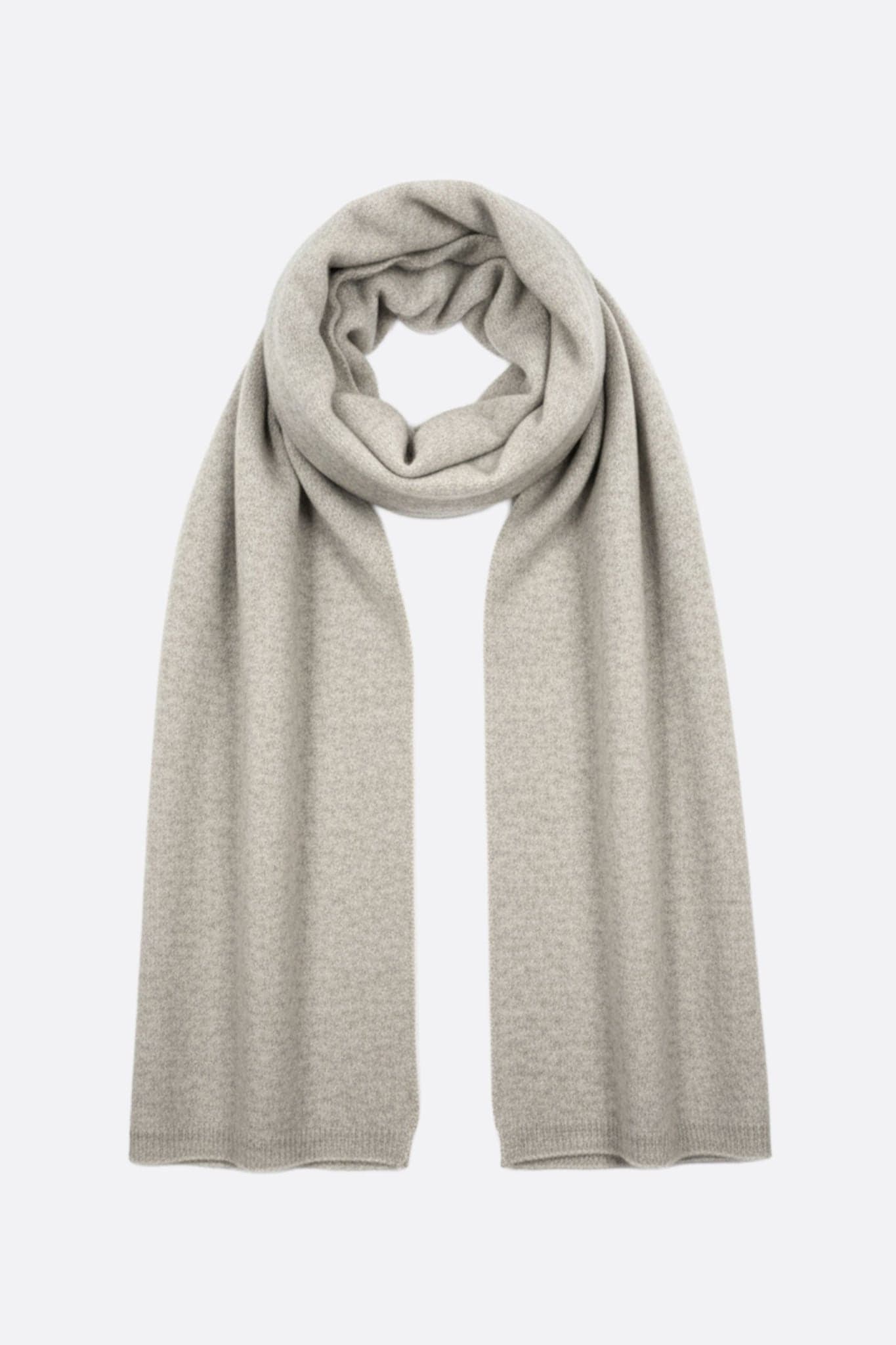 Elegante graue Cashmere-Echarpe mit seidiger Textur, perfekt für stilvolle Outfits tagsüber und abends.