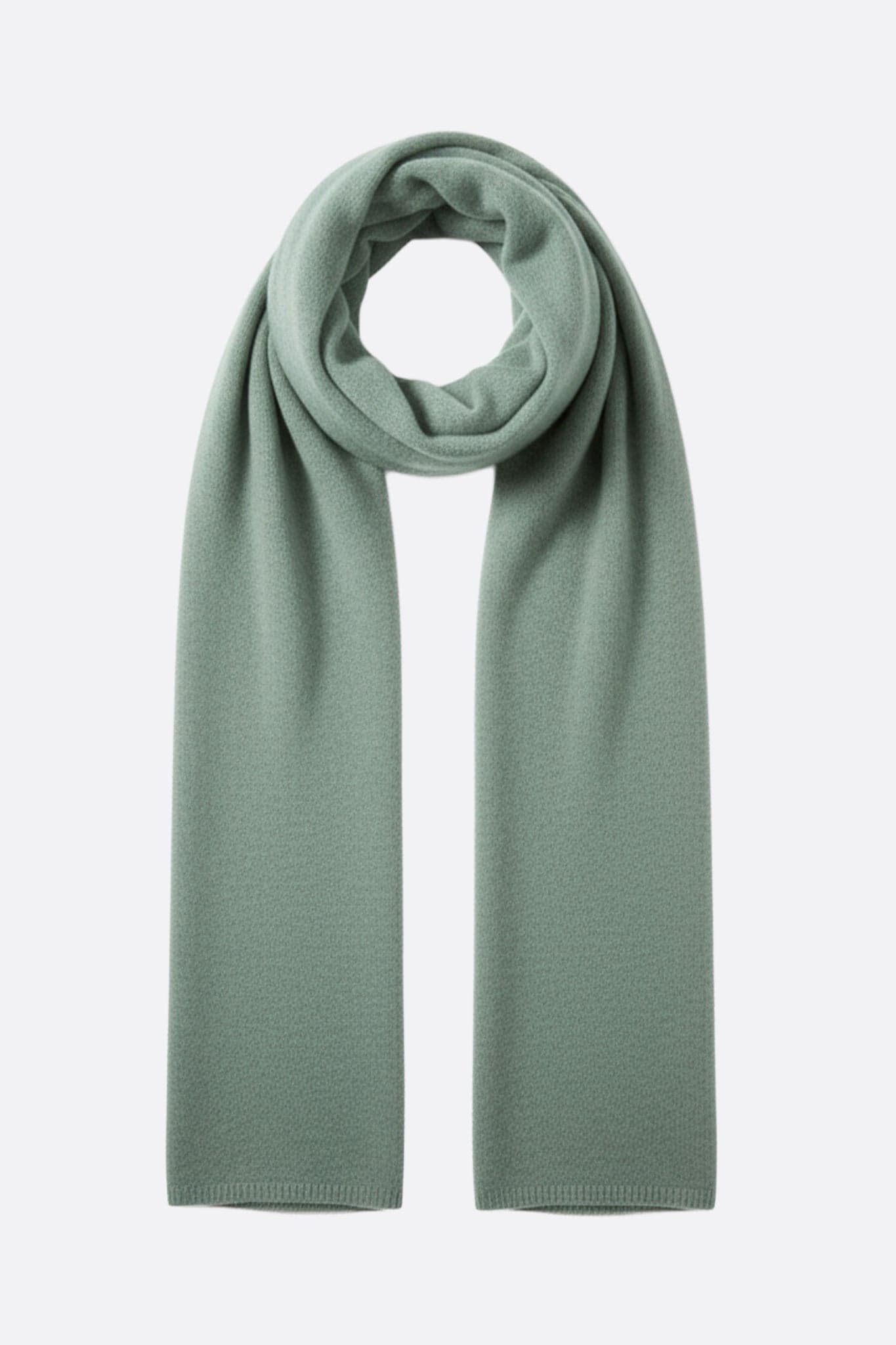 Elegante Echarpe aus purem, grün-salbeifarbenem Kaschmir, ideal zum stilvollen Ergänzen von Outfits für besondere Anlässe.
