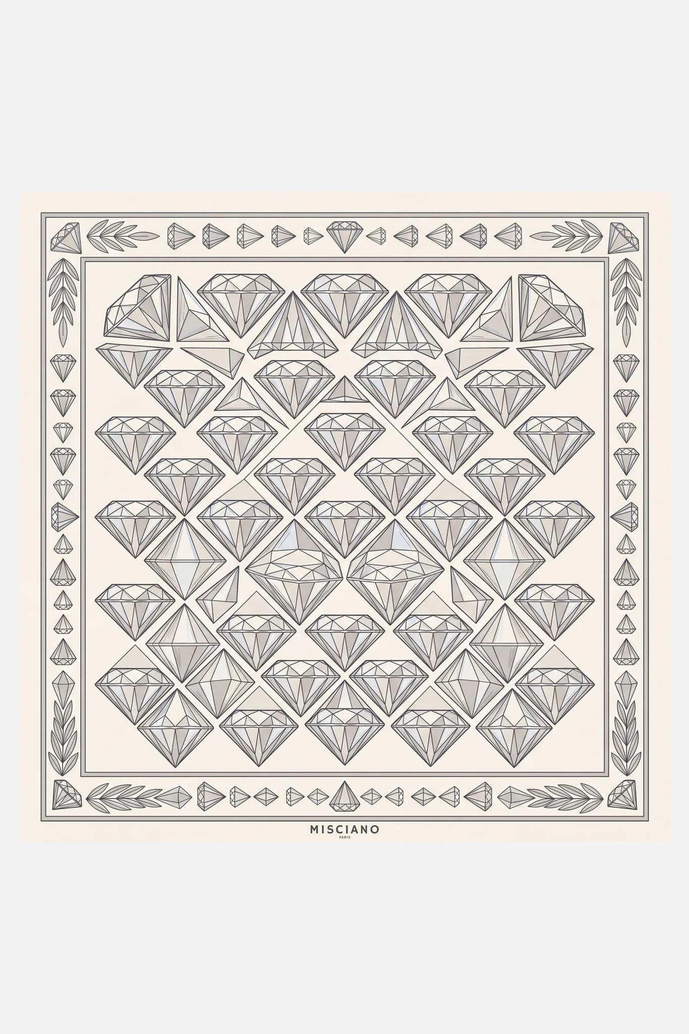 Small silk scarf 50 Diamond Splinters Misciano flat, full design: cut diamonds