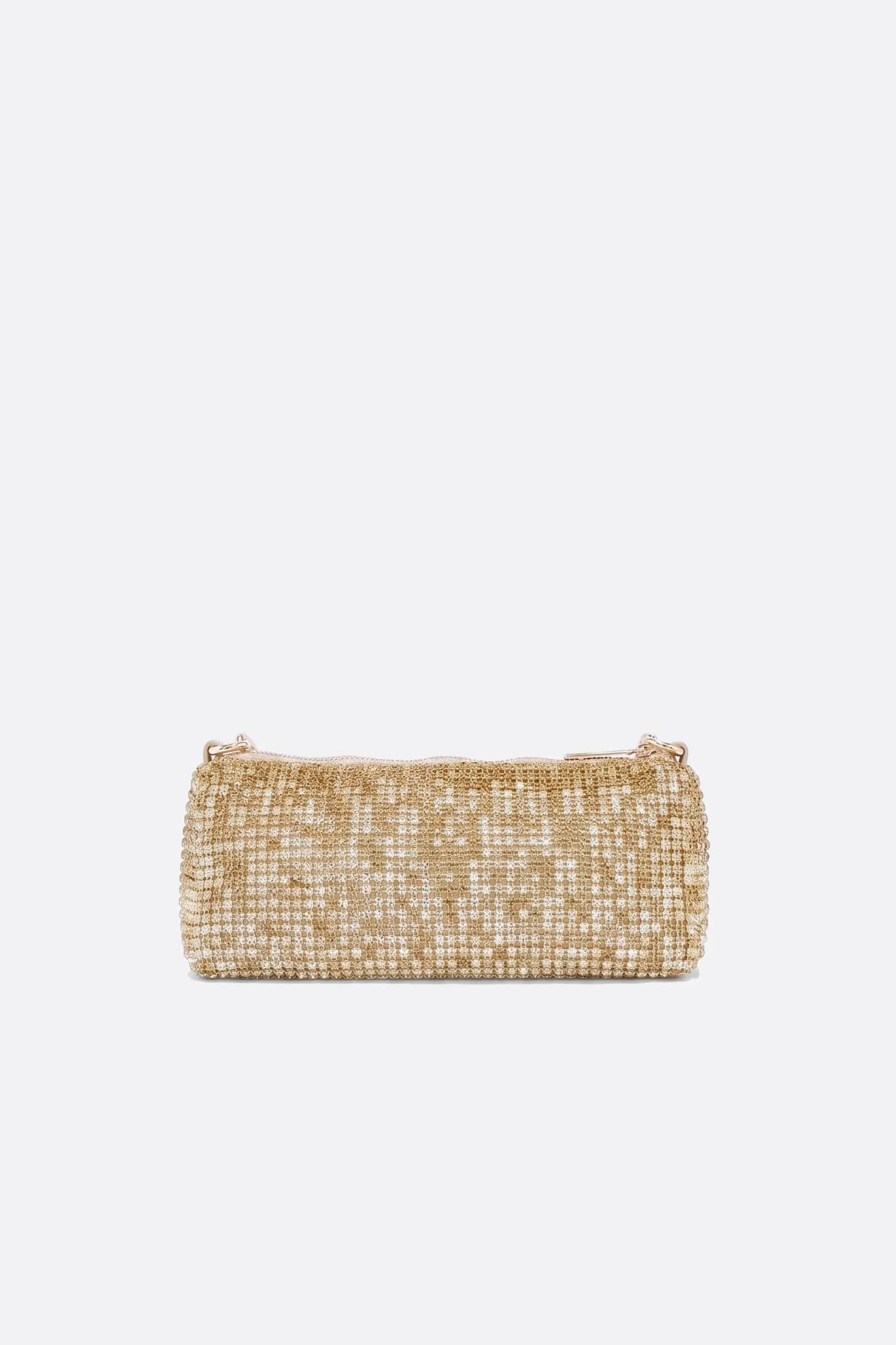 Goldener Strass-Baguette-Beutel, Seitenansicht