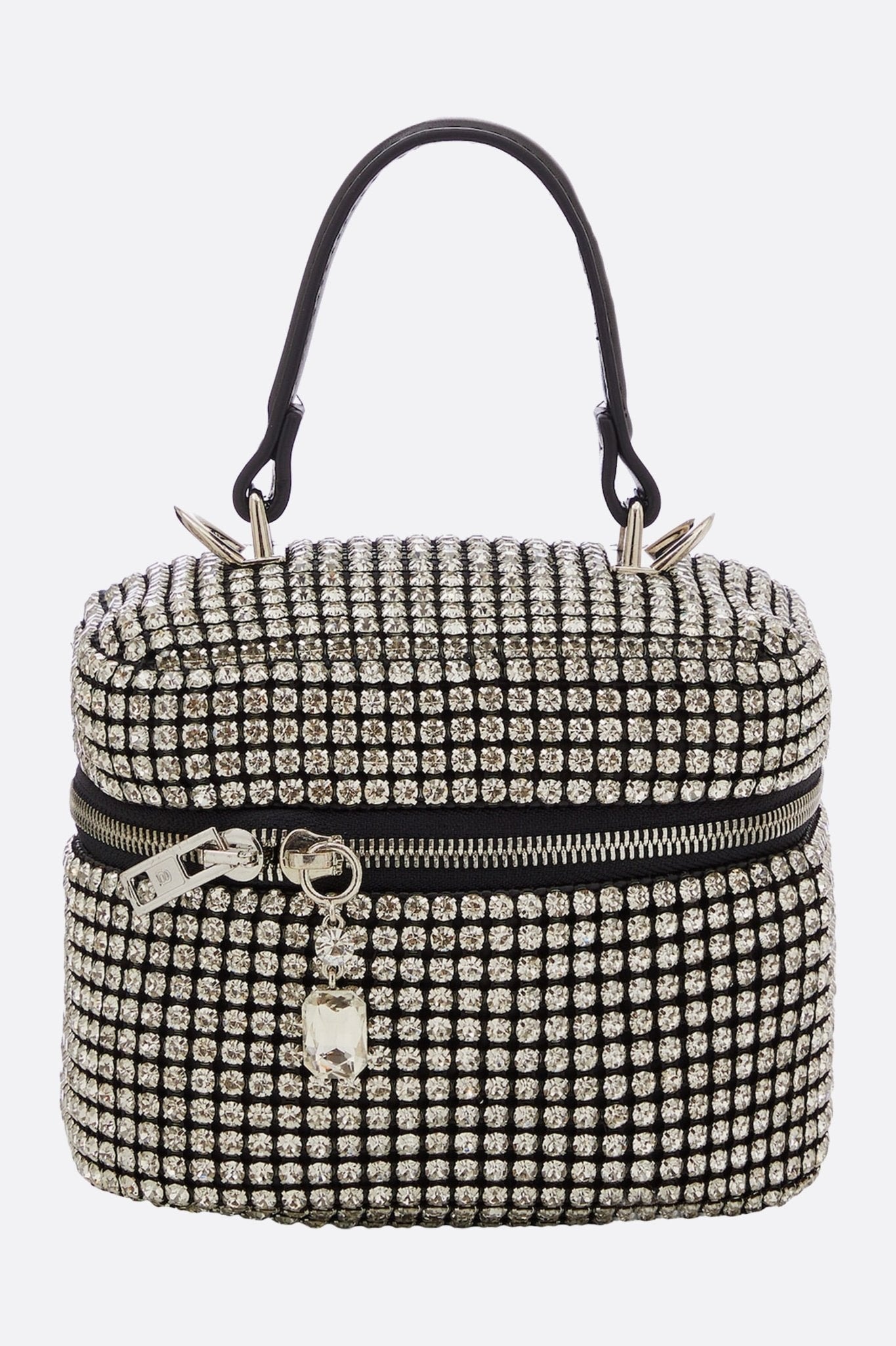Sac à main de soirée élégant en cristaux argentés, bandoulière amovible, parfait pour sublimer vos looks de gala.