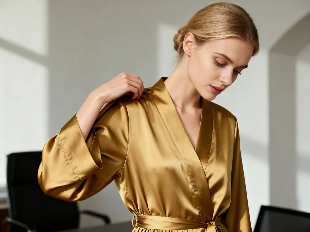 Détail dune robe en viscose douce avec tombé fluide pour un confort quotidien. Bien choisir sa robe en fonction du tombé par Misciano